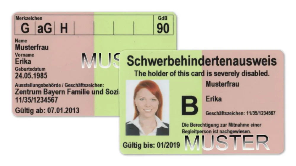 Muster eines Schwerbehindertenausweises in Deutschland